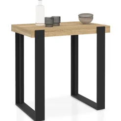 Table haute de bar PHOENIX bois et noir 90 cm