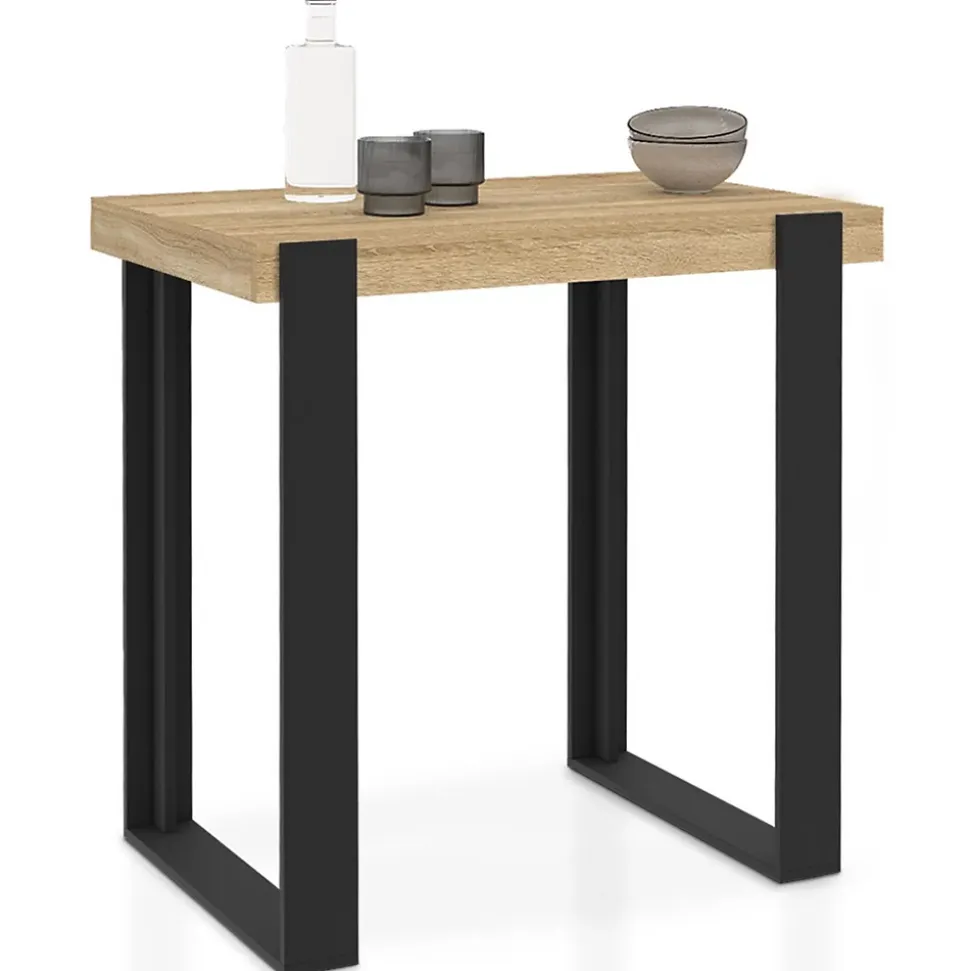 Table haute de bar PHOENIX bois et noir 90 cm