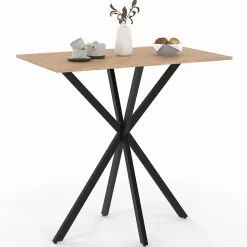Table haute de bar rectangulaire ALIX pied araignée bois et noir 100 cm