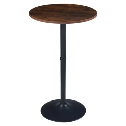 Table haute ronde Vantaa acier MDF 100 x 60 cm noir effet noyer en.casa