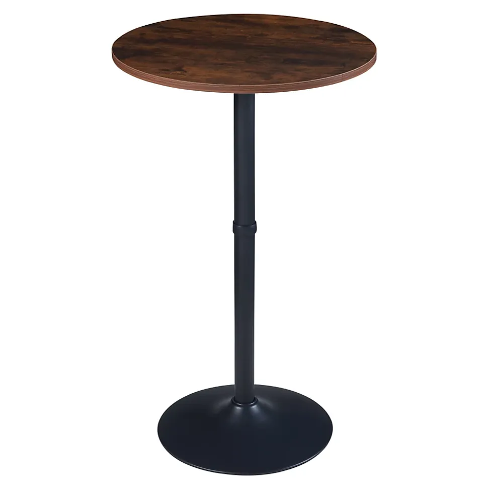 Table haute ronde Vantaa acier MDF 100 x 60 cm noir effet noyer en.casa