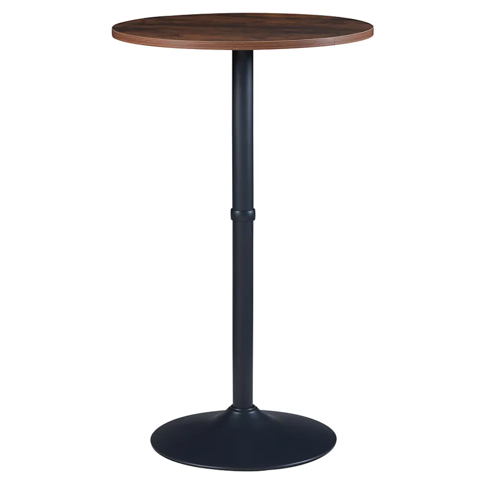 Table haute ronde Vantaa acier MDF 100 x 60 cm noir effet noyer en.casa