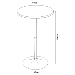 Table haute ronde Vantaa acier MDF 100 x 60 cm noir effet noyer en.casa