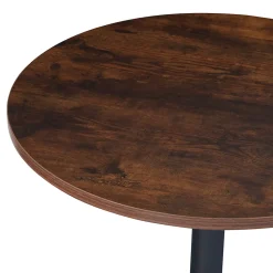 Table haute ronde Vantaa acier MDF 100 x 60 cm noir effet noyer en.casa