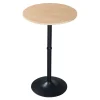 Table haute ronde Vantaa acier MDF 100 x 60 cm noir effet chêne en.casa