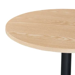 Table haute ronde Vantaa acier MDF 100 x 60 cm noir effet chêne en.casa