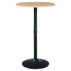 Table haute ronde Vantaa acier MDF 100 x 60 cm noir effet chêne en.casa