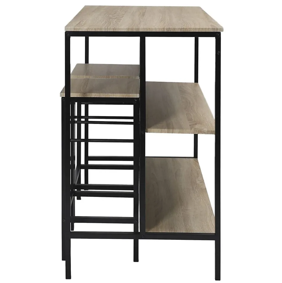 Table ilot en bois avec 2 tabourets Loka