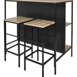 Table ilot en bois avec 2 tabourets Loka