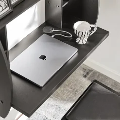 Table Murale Bureau avec Étagère Intégrée et Armoire de Rangement FWT18-Sch
