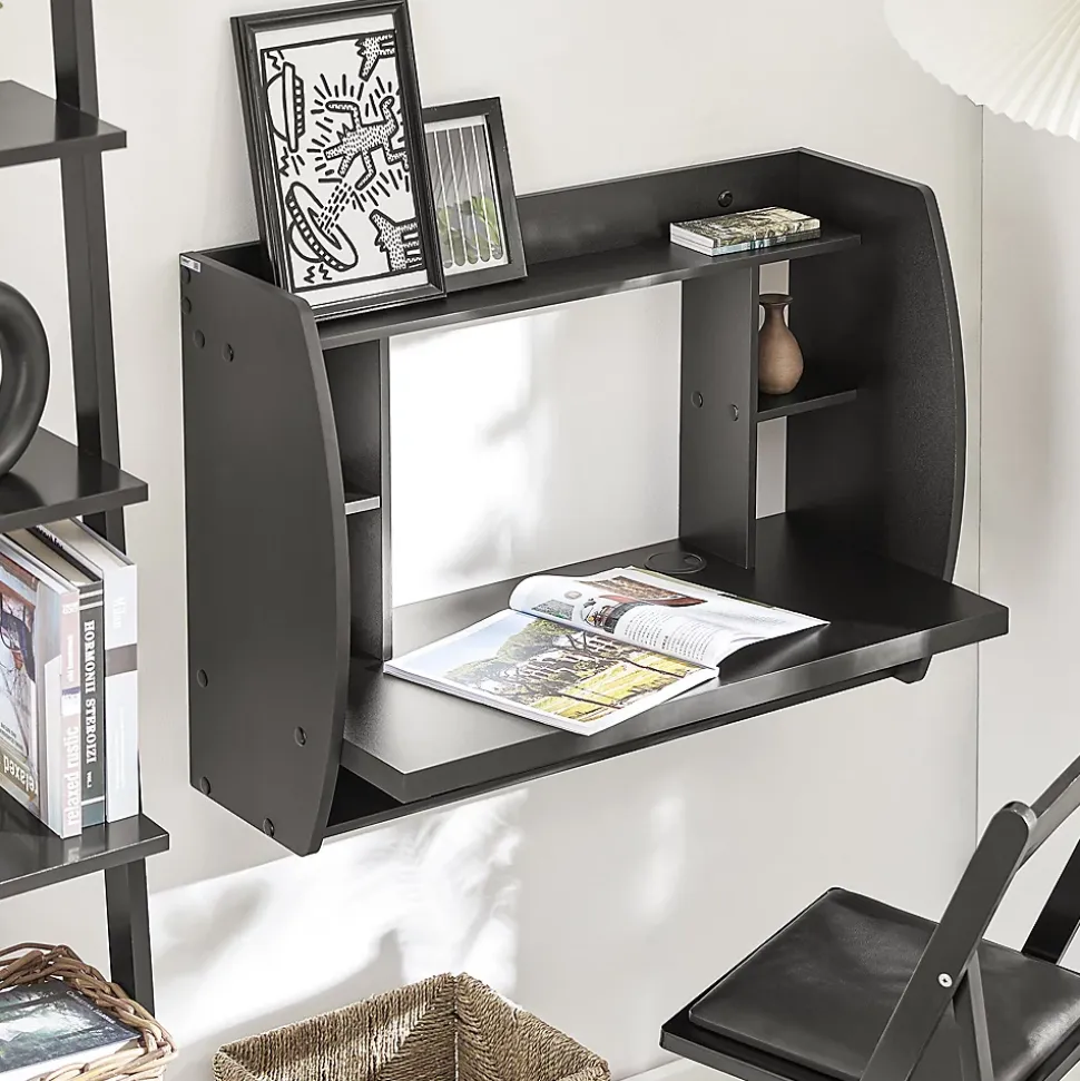 Table Murale Bureau avec Étagère Intégrée et Armoire de Rangement FWT18-Sch