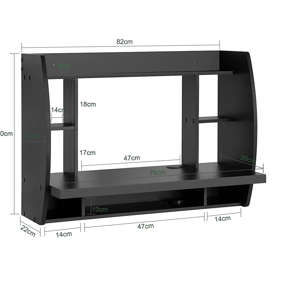 Table Murale Bureau avec Étagère Intégrée et Armoire de Rangement FWT18-Sch
