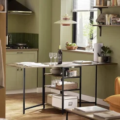 Table Pliante avec 2 Abattants et 3 étagères de Rangement, FWT62-N, SoBuy