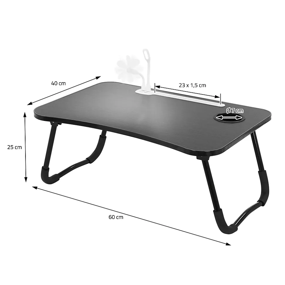Table pour Ordinateur Portable Pliante, 60x40 cm, Noir