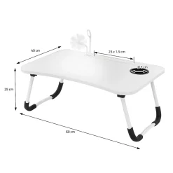 Table pour Ordinateur Portable Pliante, 60x40 cm, Blanc