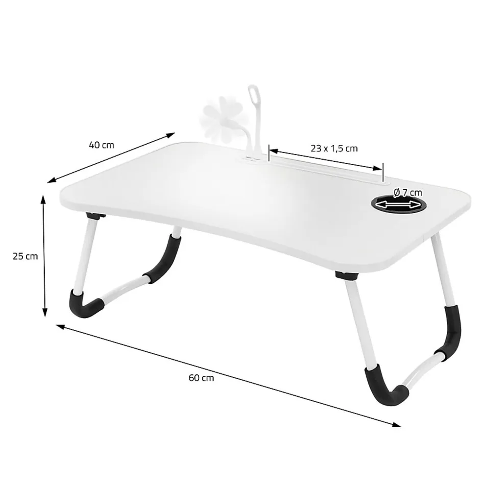Table pour Ordinateur Portable Pliante, 60x40 cm, Blanc