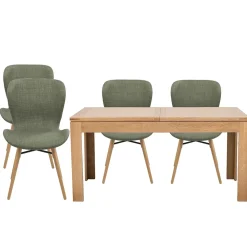 Table rectangulaire à rallonges L160/240 + 4 chaises tissu - BOSTON