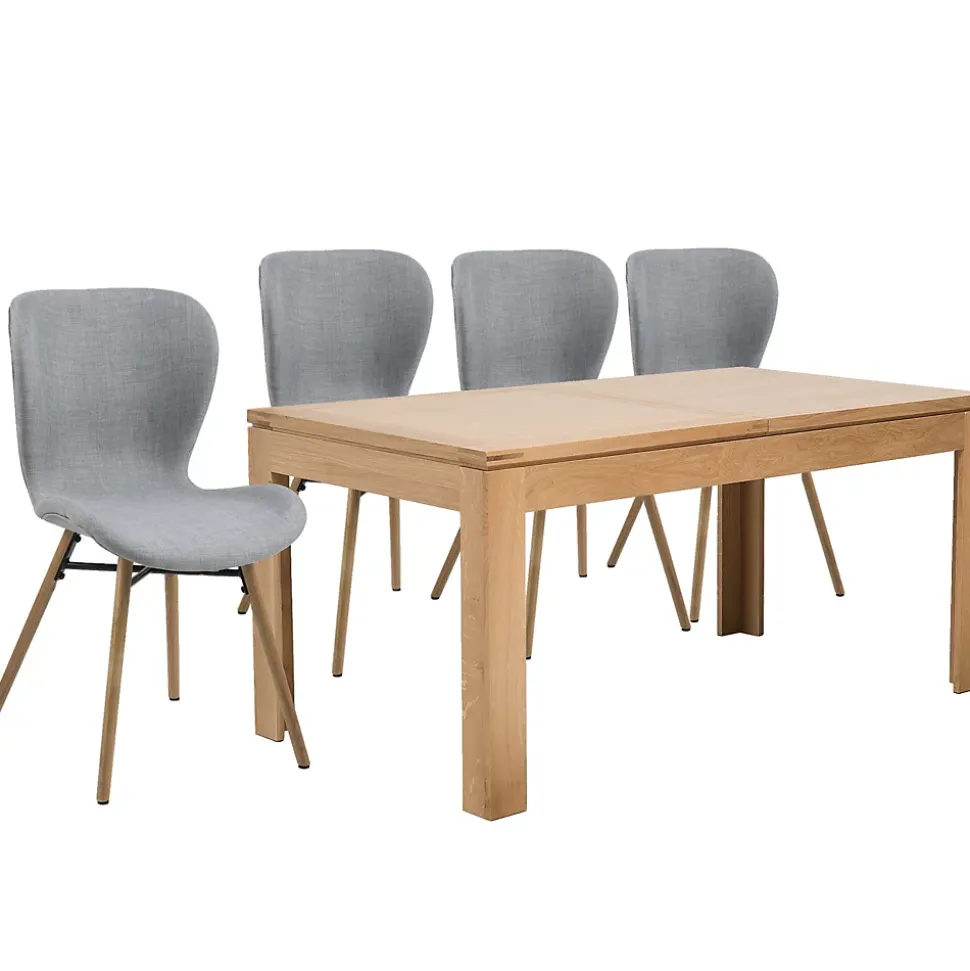 Table rectangulaire à rallonges L160/240 + 4 chaises tissu - BOSTON