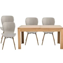 Table rectangulaire à rallonges L160/240 + 4 chaises tissu - BOSTON