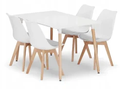 Table rectangulaire Valora YURO 120x80 blanche + 4 chaises RIKX blanches