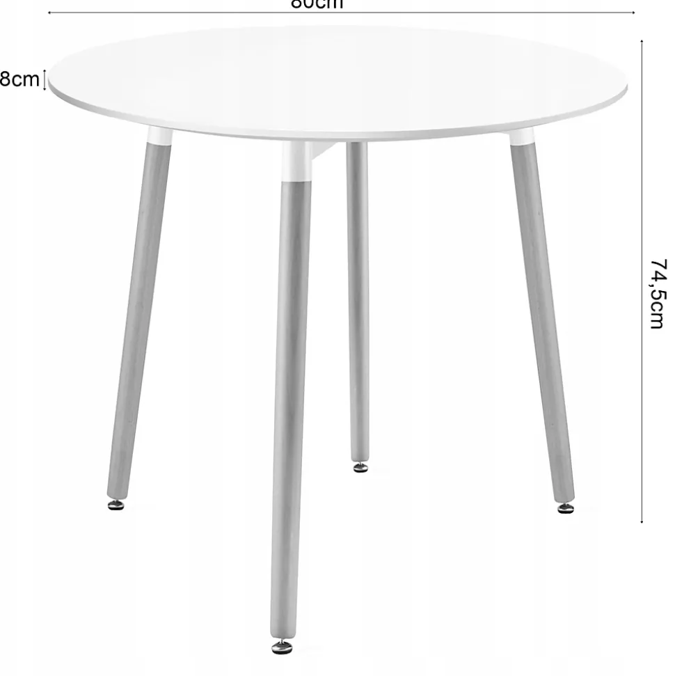 Table ronde blanche VALORA KAMI 80 avec 4 chaises grises RIXK