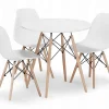 Table ronde blanche Valora KOVA 80 avec pieds en hêtre + 3 chaises OSAKA