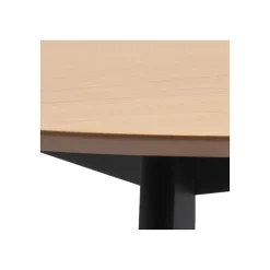 Table ronde en bois chêne/noir D105 + 4 chaises chêne/noir - LETA