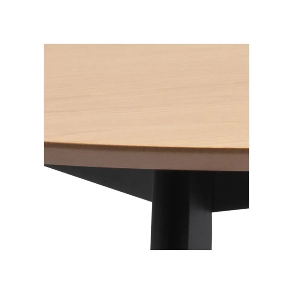 Table ronde en bois chêne/noir D105 + 4 chaises chêne/noir - LETA
