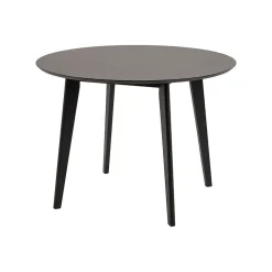 Table ronde en bois noir D105 + 4 chaises en bois noir - LETA