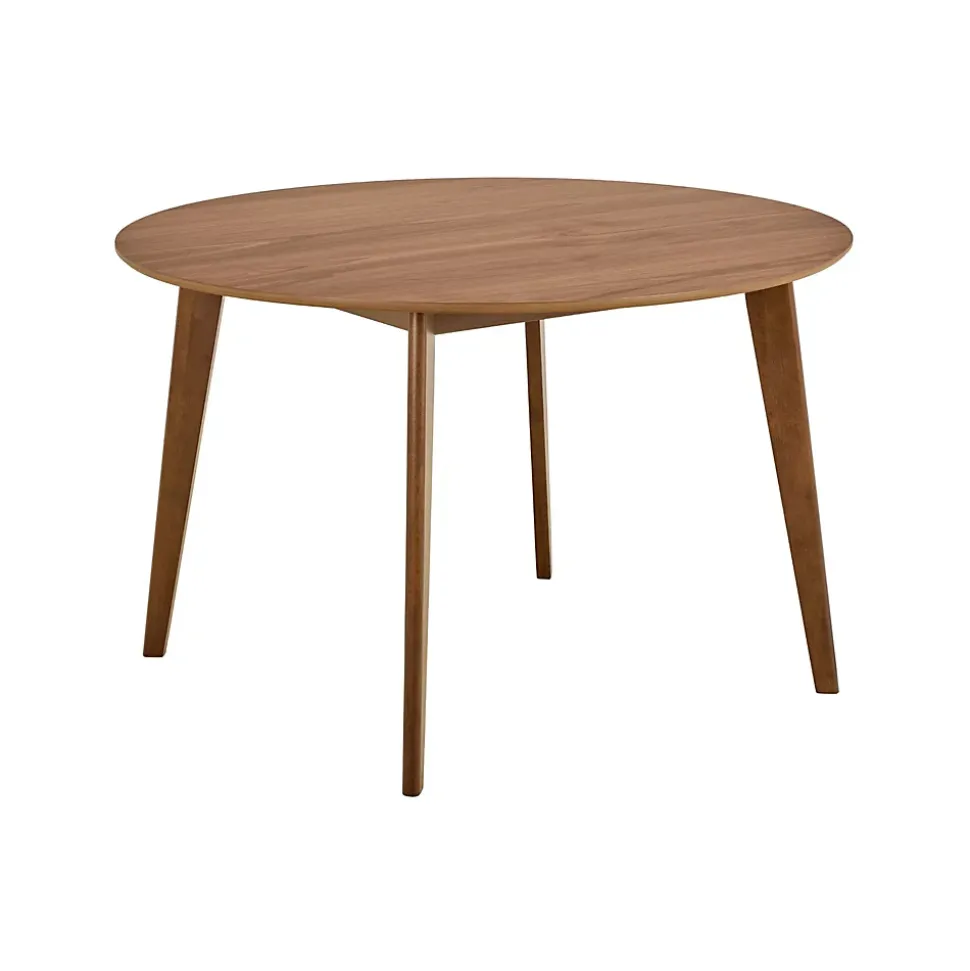 Table ronde en bois noyer D105 + 4 chaises noyer - LETA