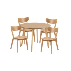 Table ronde en chêne D105 + 4 chaises chêne - LETA