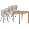Table ronde extensible pieds fuseau D105 + 4 chaises tissu - VICTORIA