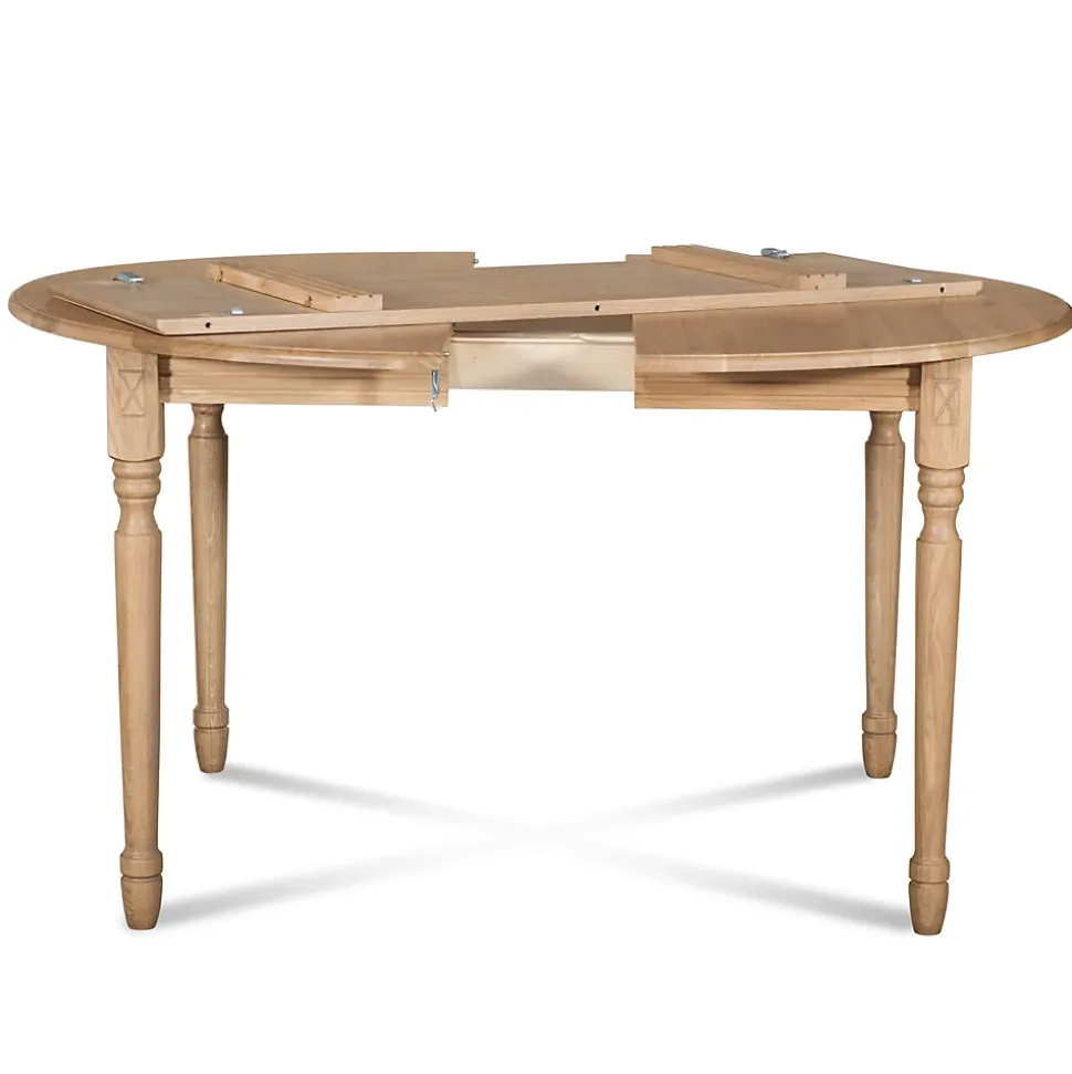Table ronde extensible pieds tournés D105 + 4 chaises tissu - VICTORIA