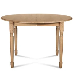 Table ronde extensible pieds tournés D115 + 4 chaises tissu - VICTORIA