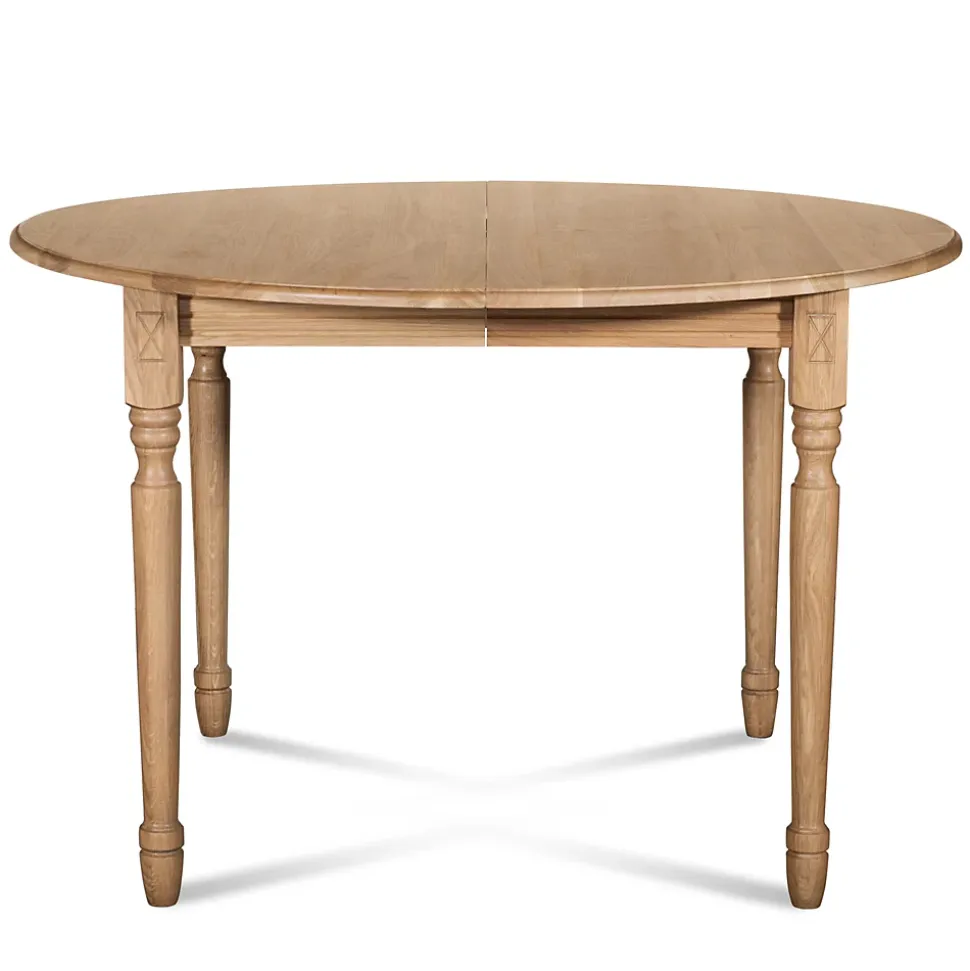 Table ronde extensible pieds tournés D115 + 4 chaises tissu - VICTORIA