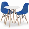 Table ronde Valora KOVA 60 blanche + 2 chaises OSAKA bleues