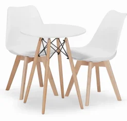 Table ronde Valora KOVA 60 blanche + 2 chaises RIKX blanches