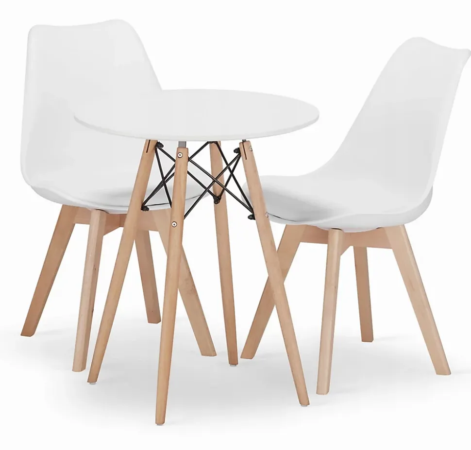 Table ronde Valora KOVA 60 blanche + 2 chaises RIKX blanches