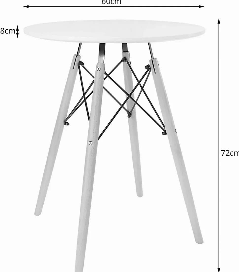 Table ronde Valora KOVA 60 blanche + 2 chaises RIKX blanches