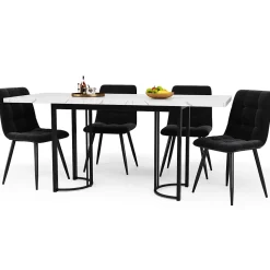 Table télescopique 140-179,5x80 cm avec structure en métal - Blanc et Noir