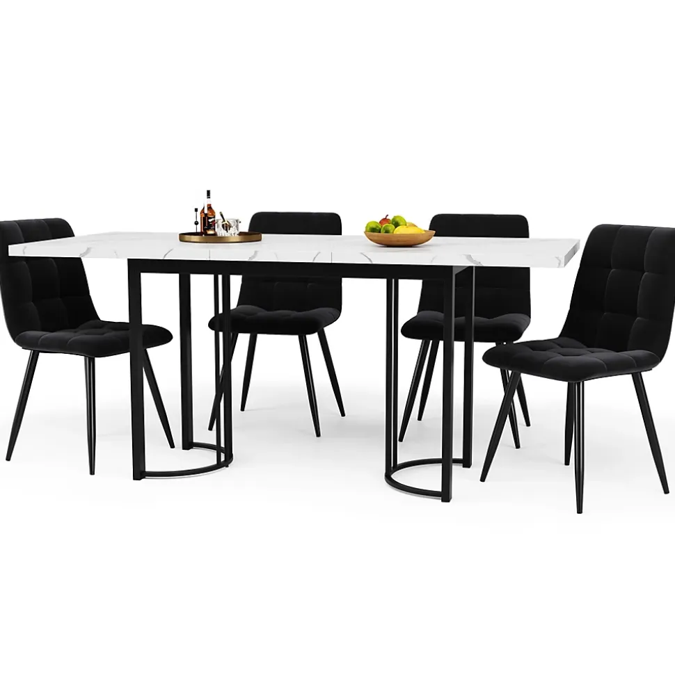 Table télescopique 140-179,5x80 cm avec structure en métal - Blanc et Noir