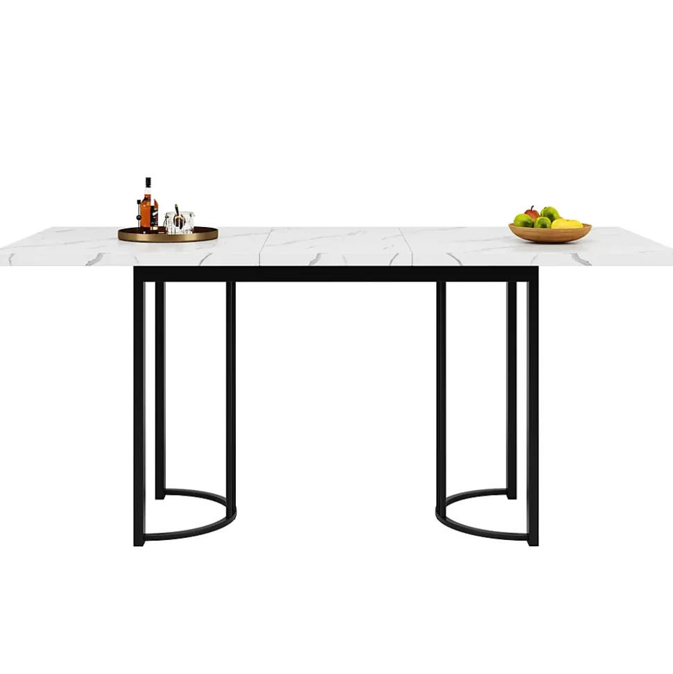Table télescopique 140-179,5x80 cm avec structure en métal - Blanc et Noir