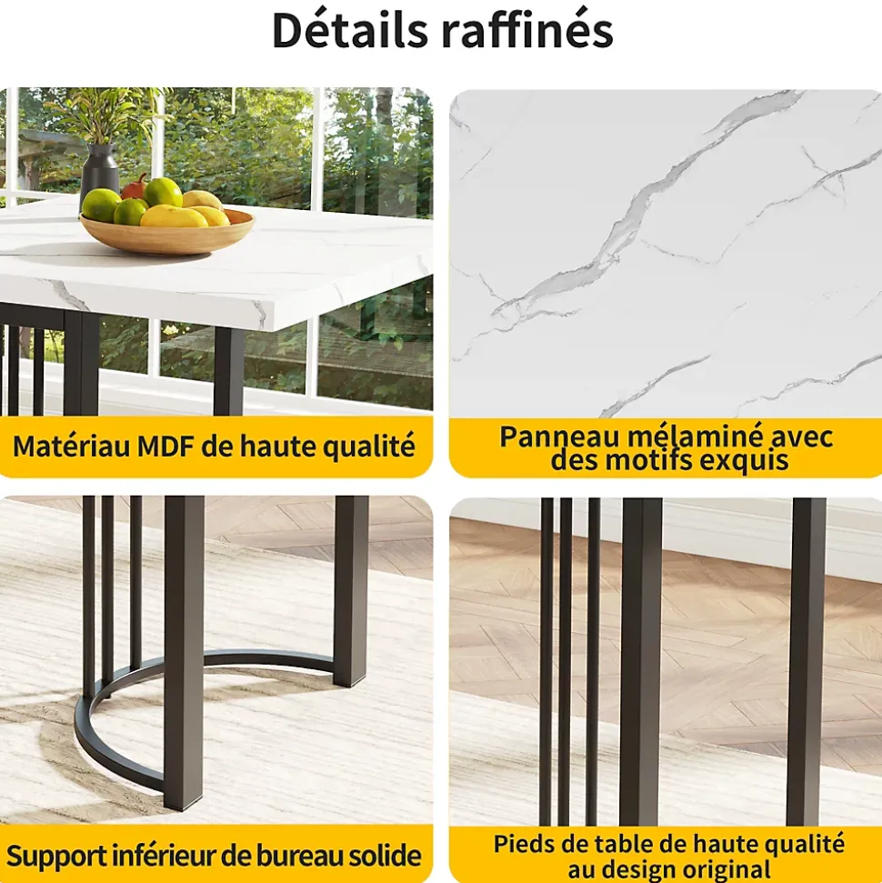 Table télescopique 140-179,5x80 cm avec structure en métal - Blanc et Noir