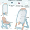 Tableau Enfants Pliant avec Tabouret Enfant, Chevalet Enfants à Hauteur Ajustable Tableau Blanc Effaçable, pour 1+ Ans (Bleu)