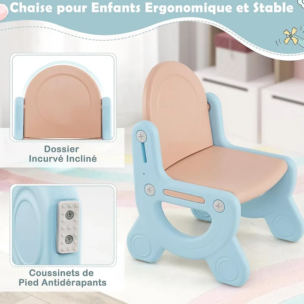Tableau Enfants Pliant avec Tabouret Enfant, Chevalet Enfants à Hauteur Ajustable Tableau Blanc Effaçable, pour 1+ Ans (Bleu)