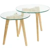 Tables gigognes verre et bois Ø50 et Ø40cm, Home Deco Factory