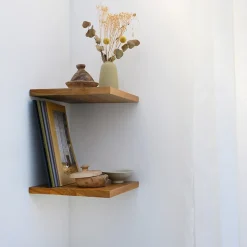 Tablette Bois Teck Huilé Carré - Etagère Murale - 18x235x235mm - Etagère de Bureau, Cuisine, Salle de bain, Salon