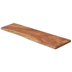 Tablette Bois Teck Indo Massif Huilé - Bord Naturel Irrégulier - 18x110x600mm - Etagère Murale de Bureau, Cuisine