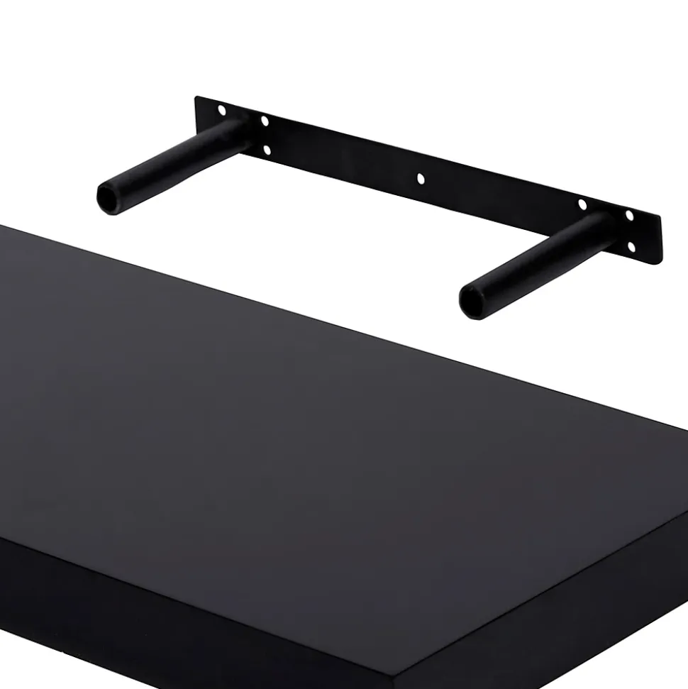 Tablette murale avec fixation invisible GoodHome Cusko noir brillant 30 cm