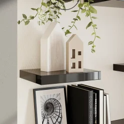 Tablette murale avec fixation invisible GoodHome Cusko noir brillant 30 cm
